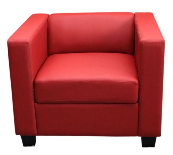 Mendler Sessel Loungesessel Lille, Kunstleder, rot, 14204+14242
