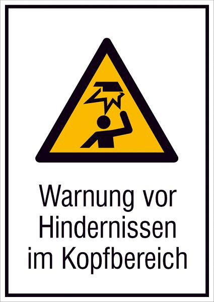 SafetyMarking Warn-Kombischild, Warnung vor Hindernissen im Kopfbereich, BxH 21x29,7 cm, Kunststoff (Hart-PVC), 43.A8037