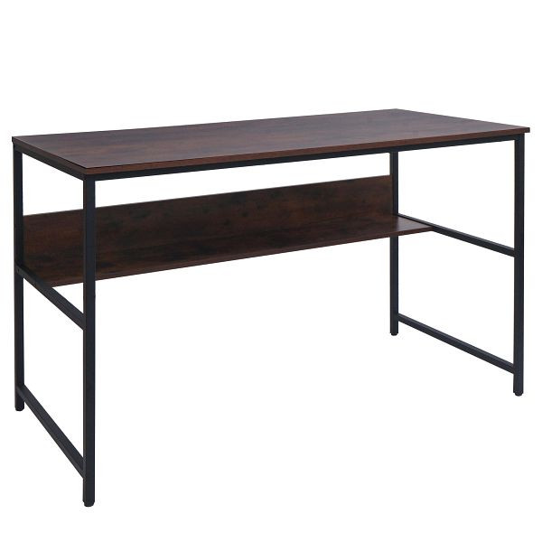 Mendler Schreibtisch HWC-K80, Bürotisch Computertisch Arbeitstisch Ablage, Metall MDF 120x60cm, braun, 98649
