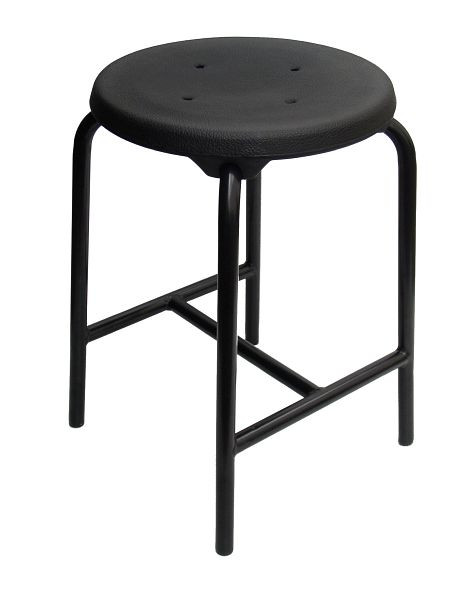 Lotz H-Strebe-Hocker, Sitz PU schwarz ø 350mm, Sitzhöhe 550mm, Stahlrohrgestell mit zusätzlicher Fußverstrebung, Gestellfarbe schwarz, 3155.01