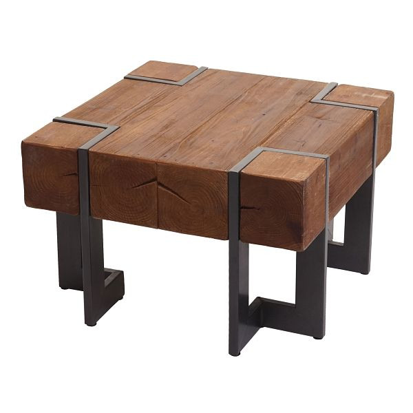 Mendler Couchtisch HWC-A15, Wohnzimmertisch, Tanne Holz rustikal massiv, braun 60x60cm, 75684