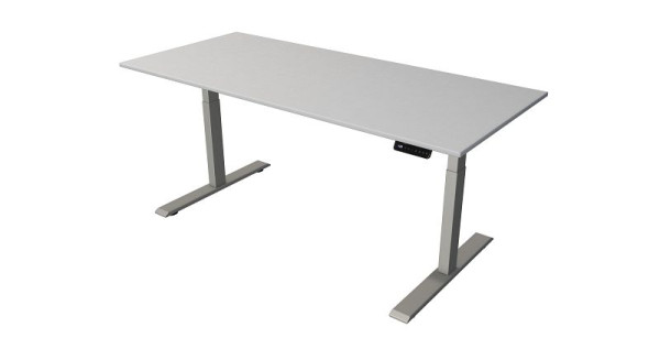 Kerkmann Steh-/Sitztisch B 1800 x T 800 mm, silber, elektrisch höhenverstellbar von 630 - 1270 mm, lichtgrau/silber, 10276711