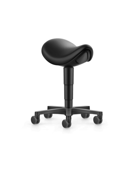 bimos Allround Sattelhocker mit Rollen, Kunstleder schwarz, Sitzhöhe 540-800 mm, Kunststoff Fußkreuz, 9473-MG01