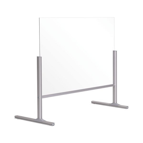 Bi-Office Thekenaufsatz, Spritzschutz, Acryl, mit Aluminiumrahmen und Aluminiumfüßen 105x87x42,5cm, DSP712941