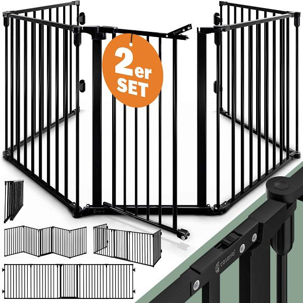 casaria Kaminschutzgitter, VE: 2er-Set Schwarz Stahl 306x76,5cm, 997636
