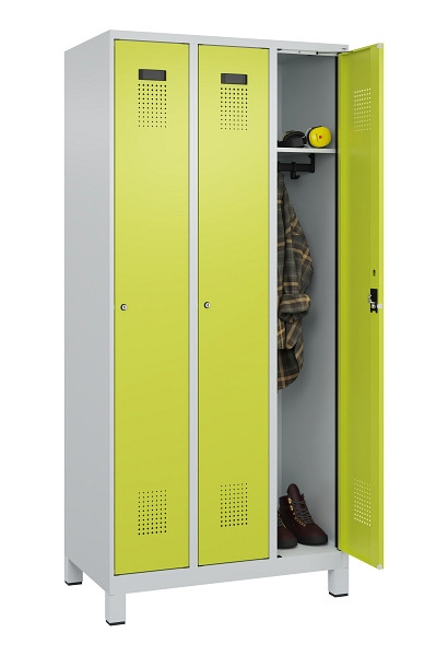 C+P Spind Evolo PLUS, mit Füßen, 3 Abteile, 1950x900x500mm, 7035/0024, Verschluss Zylinderschloss, Ablageböden 3, 049010-30 S10042