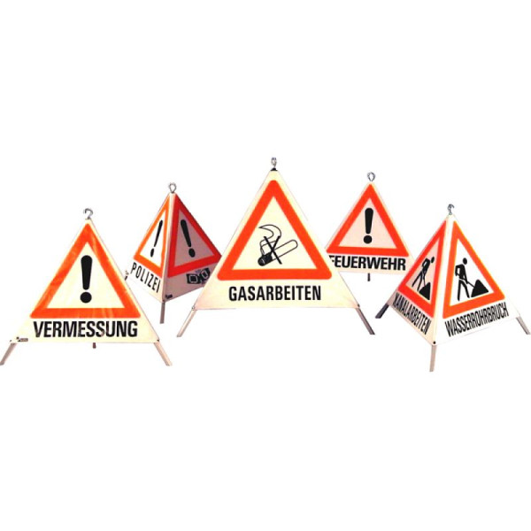 Stein HGS Faltsignal -Fold-, 700mm /1,8 kg, tagesleuchtend, inkl. Zusatzgewicht 2 kg, Gefahrenstelle (VZ 101), Arbeiten an Wasserleitungen, 36002-020105