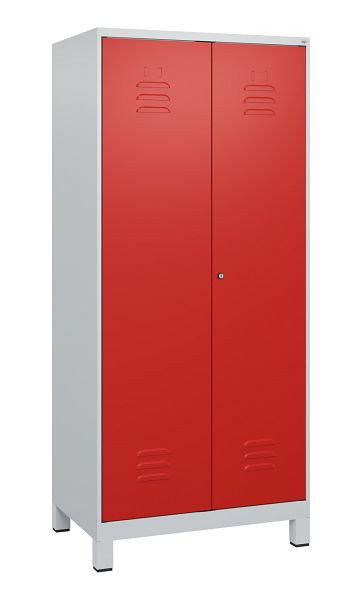C+P Umkleidespind Classic PLUS SW, Füße, 2 Abteile, 1800x800x500mm, 7035/3020, Zylinderschloss, 0800127-22 S10017