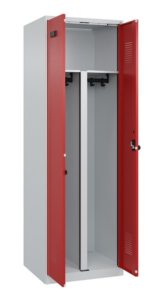 C+P PSA Schwarz-Weiß-Spind Evolo PLUS, 2 Abteile, 1850x600x500mm, 7035/3000, Drehriegel, 049002-20P S10003