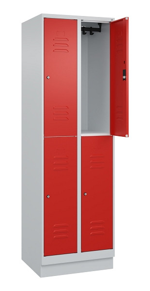 C+P Doppelstock-Spind Classic PLUS, Sockel, 2 Abteile, 1950x600x500mm, 7035/3020, 080320-20 S10017
