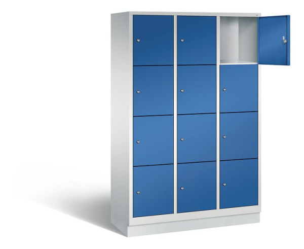 C+P Schließfachschrank Evolo, H1800xB1200xT500mm, Farbe: Lichtgrau / Enzianblau, 48020-324 S10010