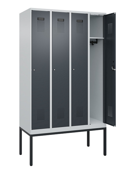 C+P Spind Evolo PLUS, Gestell, 4 Abteile, 2120x1200x500mm, 7035/7016, Verschluss Zylinderschloss, Ablageböden 4, 0490307-40 S10039