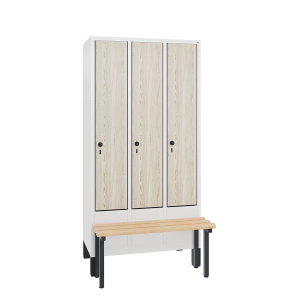 C+P Spind Evolo, 3 Abteile, H1850xB900xT815 mm, Weiß/MDF Esche, 48030-30 S10408