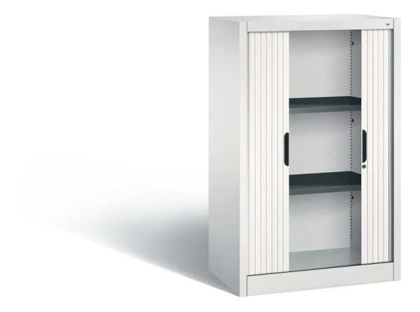 C+P Sideboard mit Rollladen Omnispace, H1230xB800xT420mm, Farbe: Lichtgrau / Verkehrsweiß, Griffmulde, 3 OH, 3231-00 S10158
