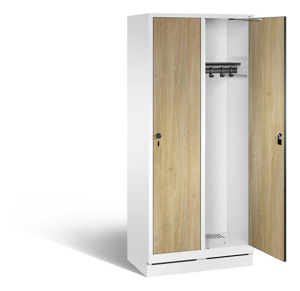 C+P Garderobenschrank Evolo, H1800xB810xT500mm, Farbe: Verkehrsweiß / Dekor Eiche Sereno, 48020-22 S10714