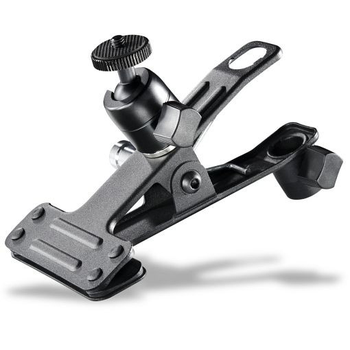 Walimex 4in1 Profi-Klemme, mit Spigot für Geräte mit 5/8 Zoll Spigotaufnahme, Kugelkopf mit 1/4 Zoll Schraube, 1/4 und 3/8 Zoll Gewinde am Spigot, 1018230