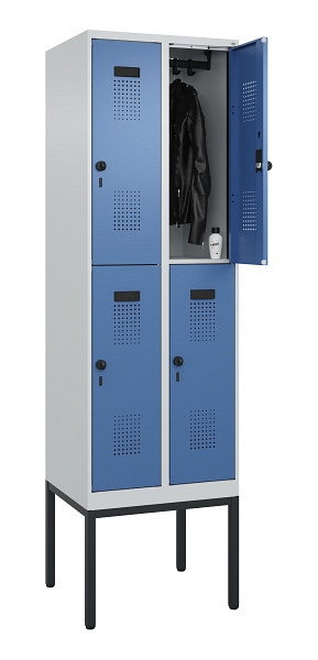 C+P Doppelstock-Spind Evolo PLUS, Gestell, 4 Fächer, 2120x600x500mm, 7035/5023, Drehriegel, 0493307-20 S10008