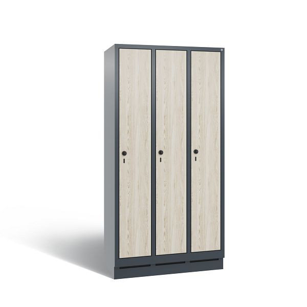 C+P Spind Evolo, 3 Abteile, H1800xB900xT500 mm, Anthrazit/MDF Esche, 48020-30 S11090