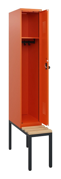 C+P Spind Evolo PLUS, 1 Abteil, 1950x300x815mm, 2004/2004, Drehriegel, Sitzfläche Holz, Sitzbank, 0490505-10 S10030