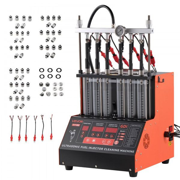 VEVOR Einspritzdüsenreiniger-Tester, 9 Modi, 6-Zylinder-Ultraschallgerät, 28kHz, 12/70/120V, mit Ablassventil für Auto, CSBPYZQXJ6G1PAL6A001V2