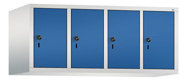 C+P Aufsatz-Garderobenschrank Evolo, 4 Abteile, H500xB1190xT500 mm, Lichtgrau/Enzianblau, 48090-40 S10012