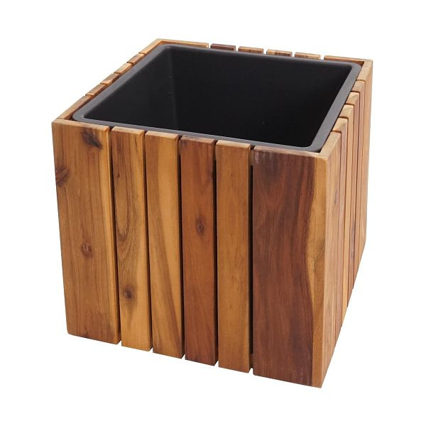 Mendler Pflanzkasten HWC-L24, Pflanzkübel Blumentopf Blumenkasten, eckig 32x32x32cm Outdoor Akazie Holz FSC®-zertifiziert, braun, 98584
