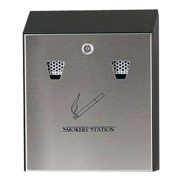 Stein HGS Wandascher -Smoker's Station- Rubbermaid, Stahl verzinkt, schwarz beschichtet, (Front unbeschichtet), 12598