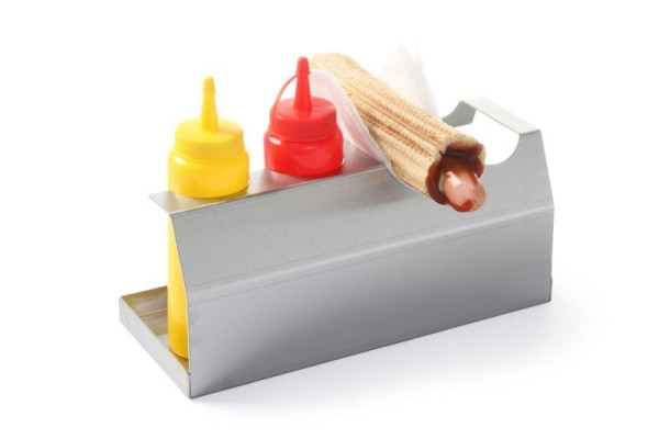 Hendi Hotdog-Halter, hochwertige Verarbeitung, 2 Spenderflaschen, 630648