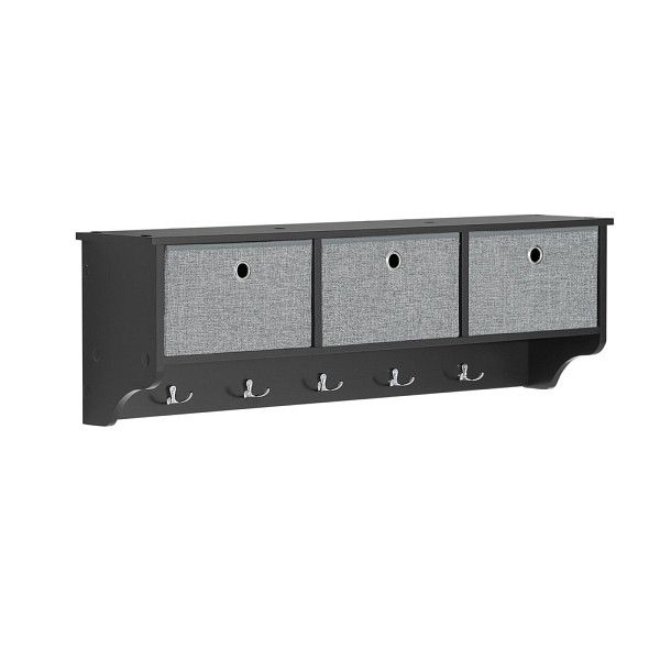 SoBuy Wandgarderobe mit 2 Schubladen Schwarz 100x20x30 cm, Modern, FRG282-SCH