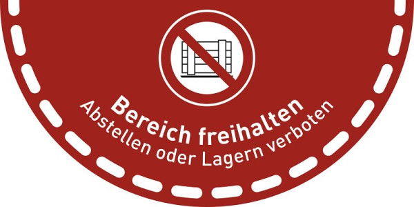Moedel Fußbodenaufkleber Bereich freihalten...(Halbkreis), Folie, rutschhemmend, 900x450 mm, 104571