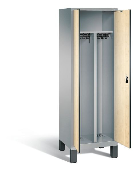 C+P Schwarz-Weiss-Spind Evolo, H1850xB610xT500mm, Farbe: Weißaluminium / Dekor Donau-Ahorn, 48012-20 S10248