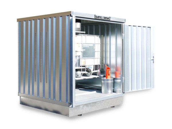 SÄBU SAFE Tank 400 KTC, (Außenaufstellung), verzinkt, montiert, PLG, 2100 x 2170 x 2420 mm, Doppelflügeltür (asymmetrisch) auf der 2,10 m Seite, F283810201