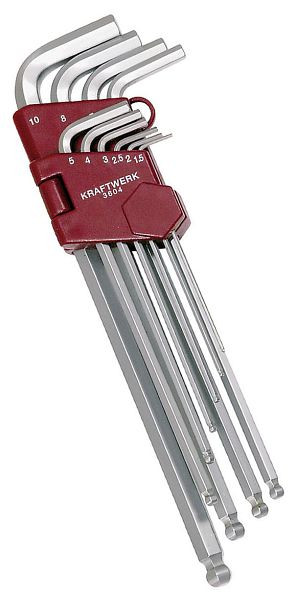 Kraftwerk XXL-Kugelkopf-Innensechskant-Winkelstiftschlüssel-Satz, 1,5-10 mm, 10-teilig, 3604