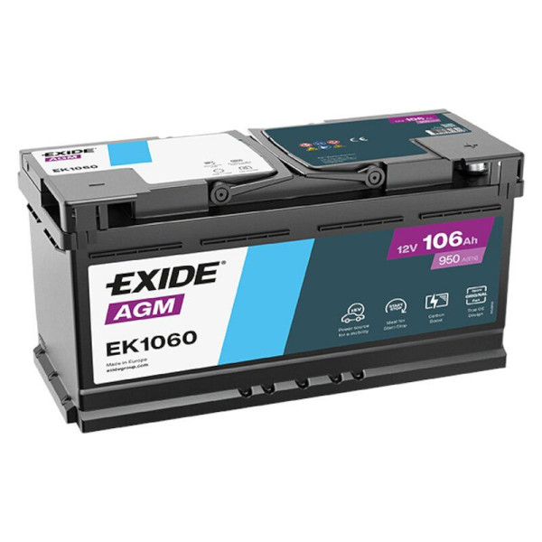 Exide AGM Autobatterie DIN L6 12V 106Ah 950A, EK1060