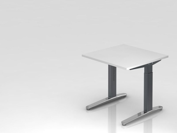 Hammerbacher Schreibtisch C-Fuß 80x80cm Weiß/Graphit (Poliert), Rechteckform, VXB08/W/GC