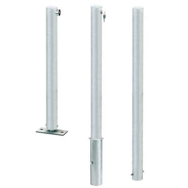 Stein HGS Absperrpfosten -Steel Line Cityring-, mit Feuerwehrverschluss, zum Einbetonieren und 1 Dreikantschlüssel DIN 3222, ohne Ösen, 14288-00