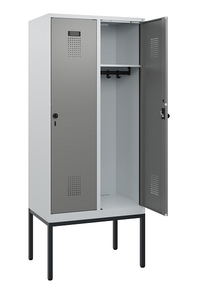 C+P Spind Evolo PLUS, Gestell, 2 Abteile, 1950x800x500mm, 7035/0004, Drehriegel, 0490305-22 S10014