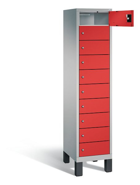 C+P Schließfachschrank Evolo, H1850xB420xT500mm, Farbe: Weißaluminium / feuerrot, 48010-1210 S10042