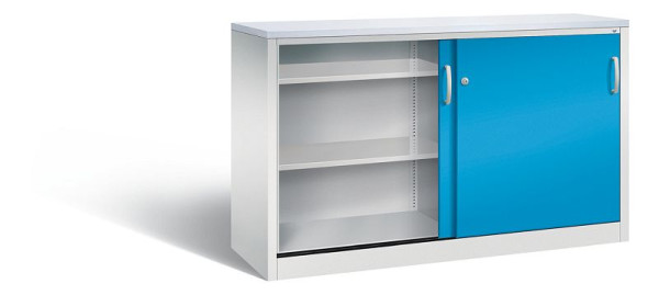 C+P Sideboard mit Schiebetüren Acurado, H1000xB1600xT500mm, Farbe: Lichtgrau / Lichtblau, Bügelgriff, 2156-00 S10094