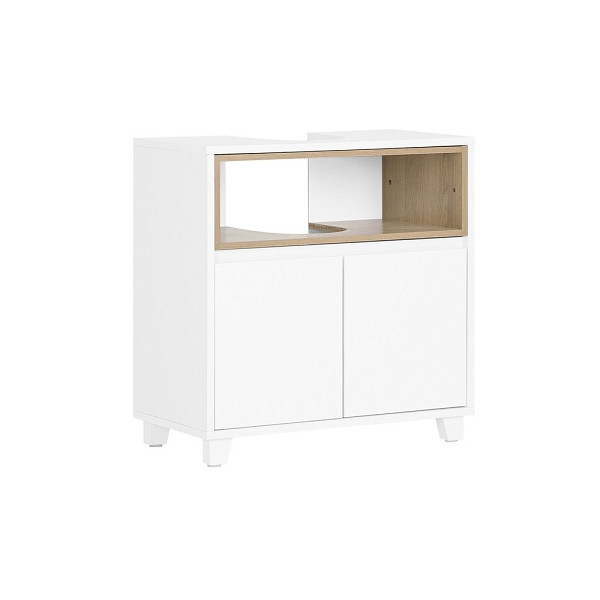 SoBuy Waschbeckenunterschrank mit zwei Türen Weiß 60x30x61 cm, Modern, BZR148-W