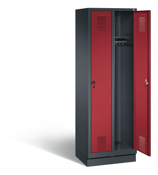 C+P Garderobenschrank Evolo, H1800xB610xT500mm, Farbe: Schwarzgrau / Rubinrot, 48020-20 S10064