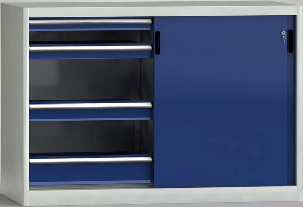 KLW Schiebetürschrank 1000 x 1500 x 815 mm mit abschliessbaren Schiebetüren, Trennwand, mit 8 Schubladen, 7SS-ST1000ETB-002MPB