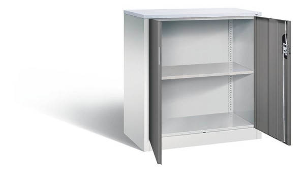 C+P Büroschrank Acurado, H1000xB930xT500mm, Farbe: Lichtgrau / Vulkangrau, Muldengriff, 2 OH, 9286-1200 S10340