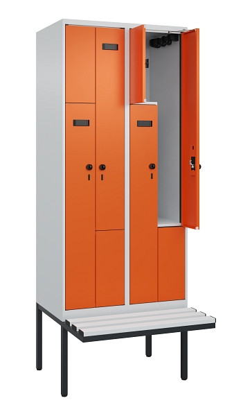 C+P Z-Spind Evolo PLUS, Bank, 4 Fächer, 2120x800x815mm, 7035/2004, Drehriegel, Material Sitzfläche Kunststoff, 0490437-224 S10056