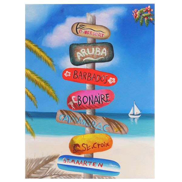 Mendler Ölgemälde Straßenschild, 100% handgemaltes Wandbild Gemälde XL, 100x75cm, 44730