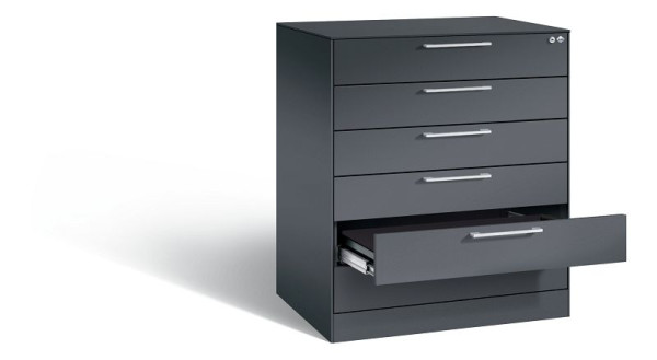 C+P Karteischrank Asisto, H1010xB800xT600mm, Farbe: Schwarzgrau, Bügelgriff, 146243-624 S10010