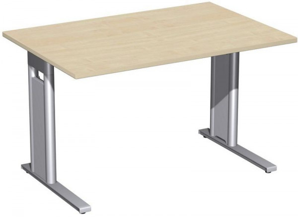 geramöbel Schreibtisch starr, C Fuß Blende optional, 1200x800x720, Ahorn/Silber, N-648102-AS