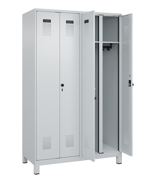 C+P Schwarz-Weiß-Spind Evolo PLUS, mit Füßen, 4 Abteile, 1950x1200x500mm, 7035/7035 Lichtgrau, Abteile 4, Abteilbreite 300 mm, 049012-40 S10013