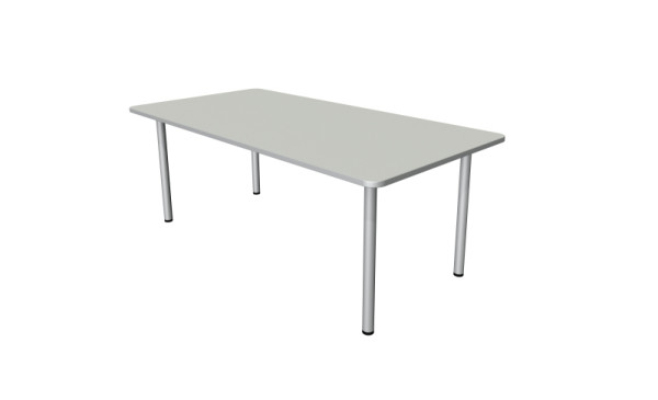 Kerkmann Schreibtisch Prime - B 2000 x T 1000 x H 750 mm, 4-Fuß-Gestell in alusilber, lichtgrau, 11040911