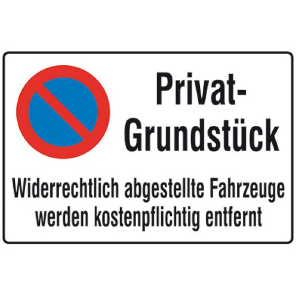 Stein HGS Haltverbotsschild, Eing. Haltverbot, Privatgrundstück Widerrechtlich abgestellt, Aluminium, 2 mm, 52.5164
